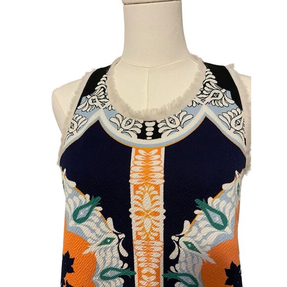 Anthropologie Boho Top Womens M Mod Retro Artsy Tunic Blouse Postage Stamp - Picture 3 of 10